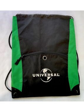 Universal Studios black and Green drawstring bag 16" by 13"